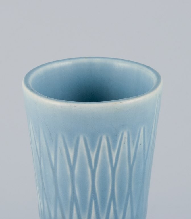 Upsala-Ekeby/Gefle, Sweden. Two "Kairo" (Cairo) ceramic vases in light blue glaze. - 5