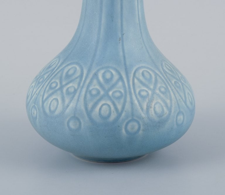 Upsala-Ekeby/Gefle, Sweden. Two "Kairo" (Cairo) ceramic vases in light blue glaze. - 7