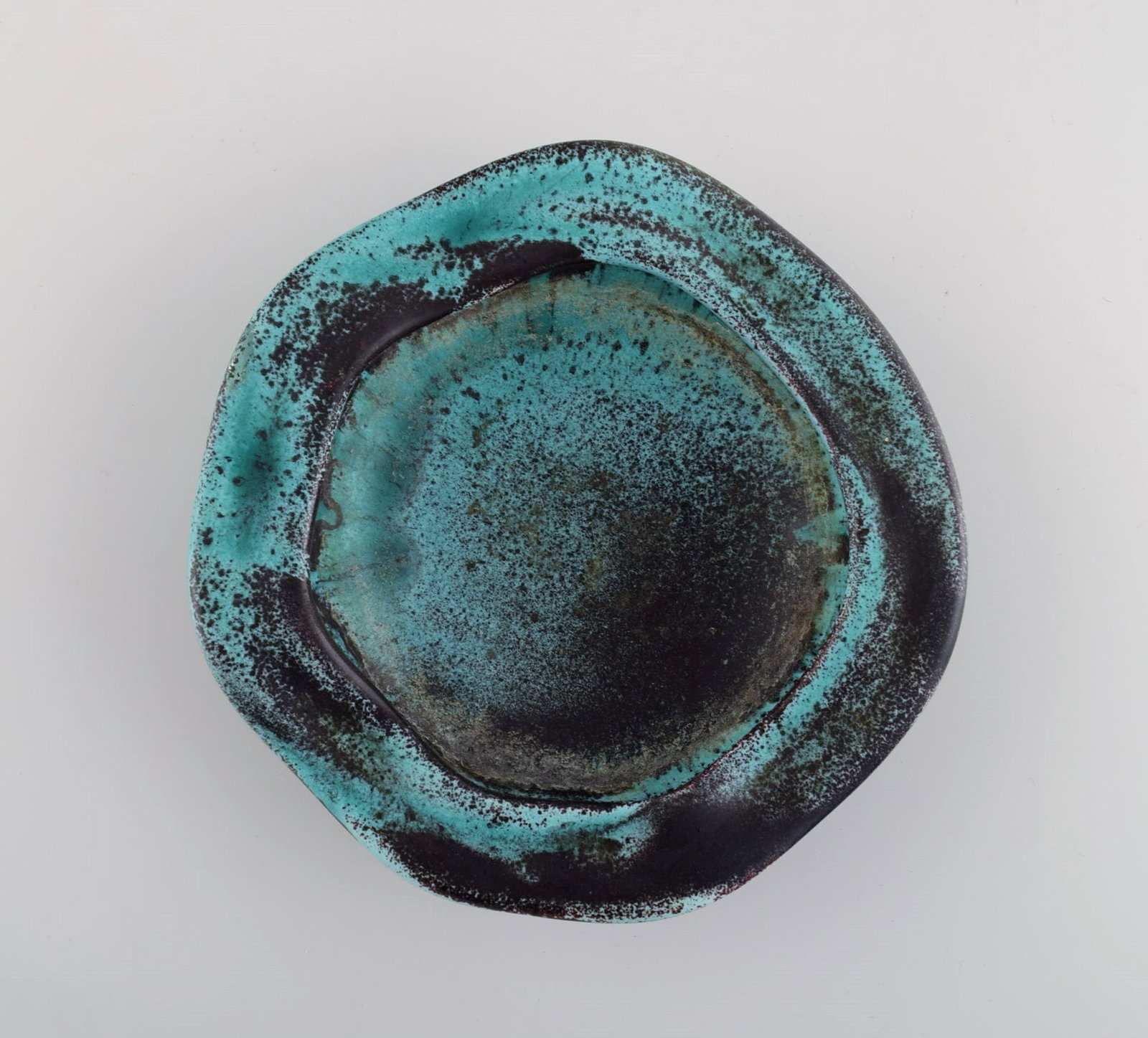 Nils Kahler (1906-1979) for Kahler. Bowl in glazed ceramics. Beautiful glaze in turquoise and dark - 4