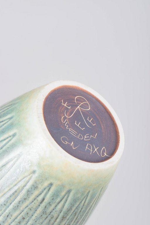 Gunnar Nylund for Rorstrand, Sweden. Tall stoneware pitcher with fluted body in light - 4