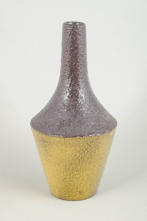 ingrid Atterberg for Upsala Ekeby, Sweden. Stoneware vase with a slender form in yellow and (1 of 4)