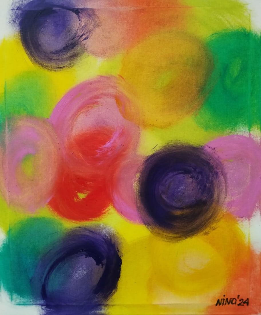 Abstract Oil painting Colored dreams Nina L: Title: Abstract Oil painting Colored dreams Nina L Description: 29Lt Painter: Nina L. Size: 60x59 cm/ 23.62x23.22 inches Components: oil, canvas Original painting CONDITION: exellent ERA: 2024