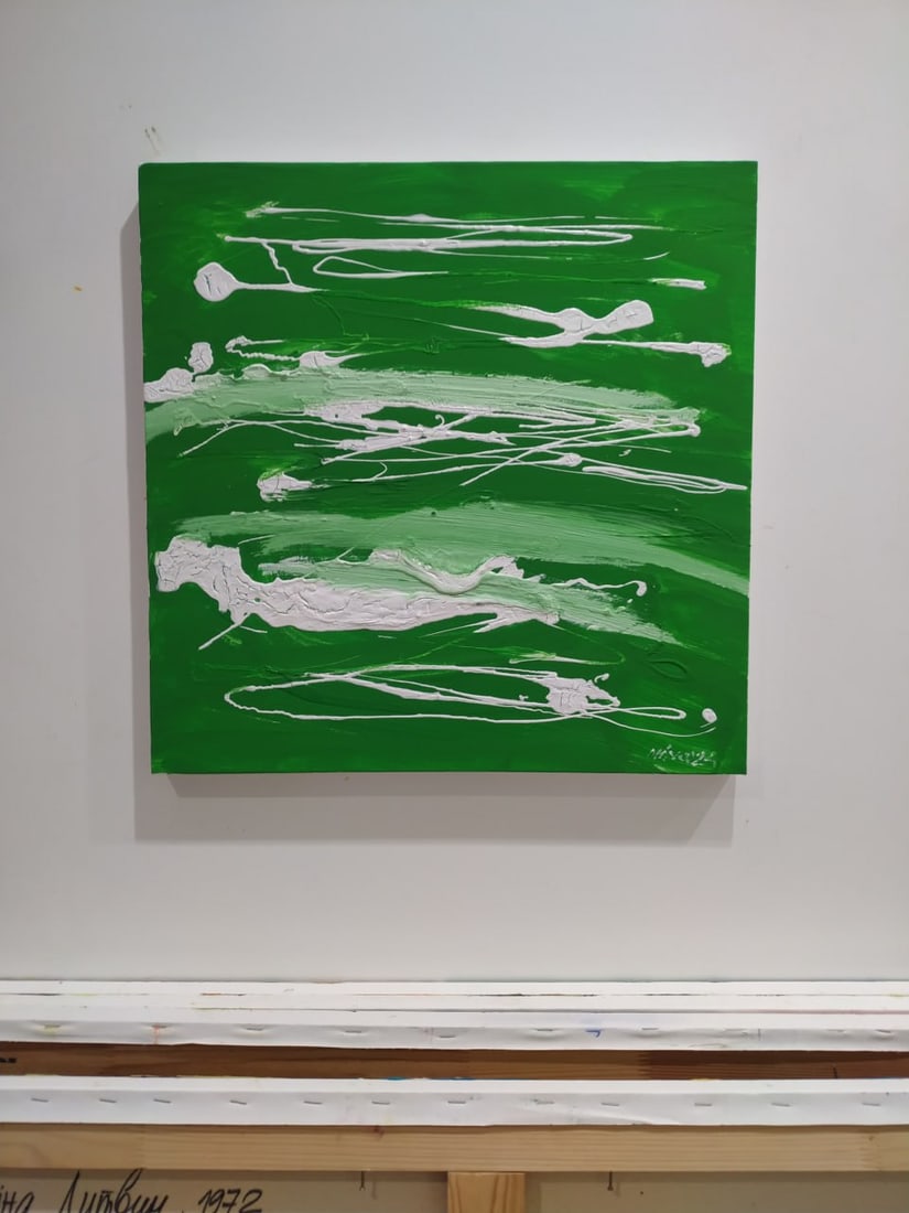 Abstract Oil painting Green Nina L - 10