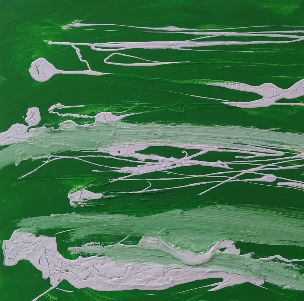 Abstract Oil painting Green Nina L - 2