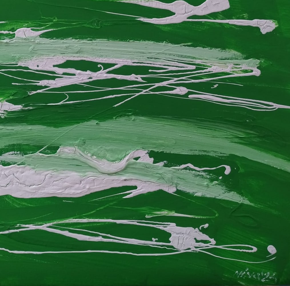 Abstract Oil painting Green Nina L - 5