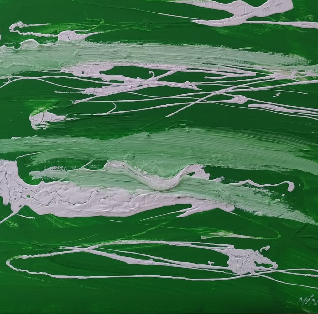 Abstract Oil painting Green Nina L - 9
