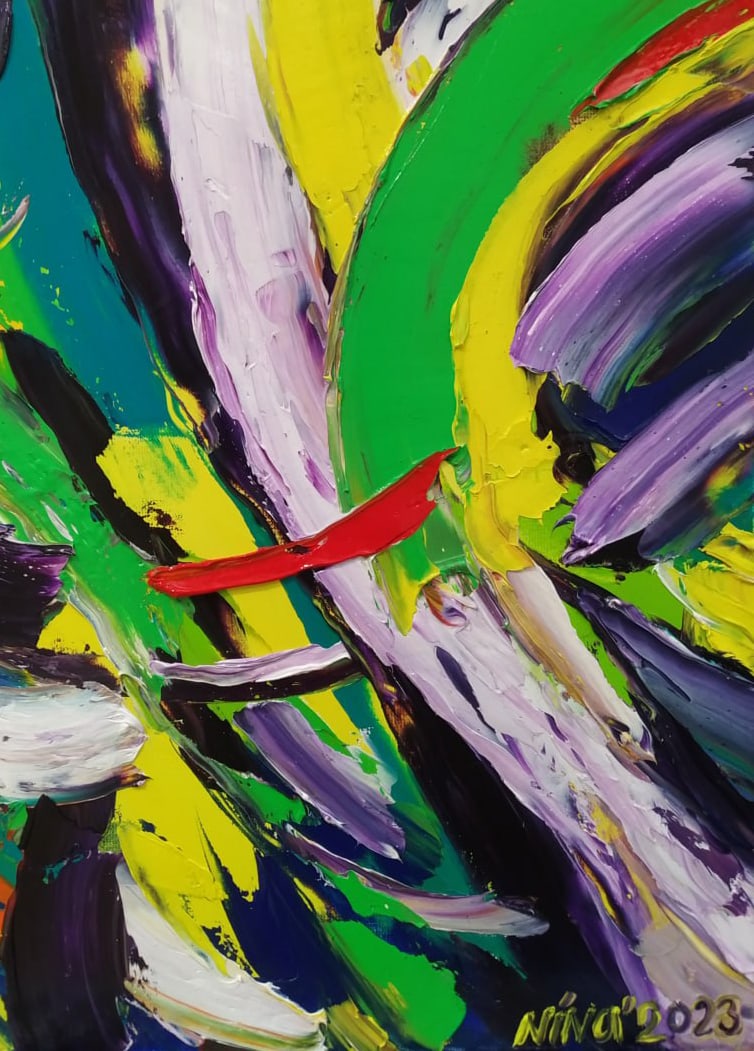 Abstract Oil painting Boat Nina L - 5