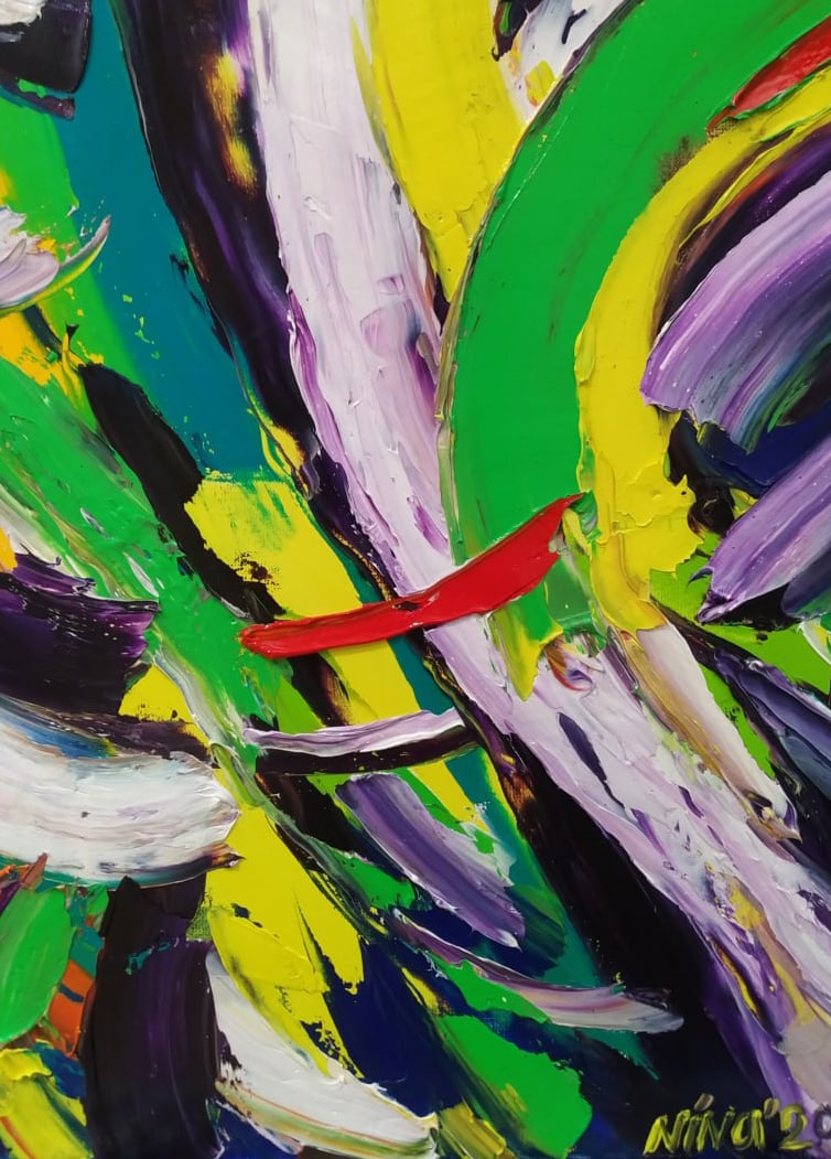 Abstract Oil painting Boat Nina L - 8