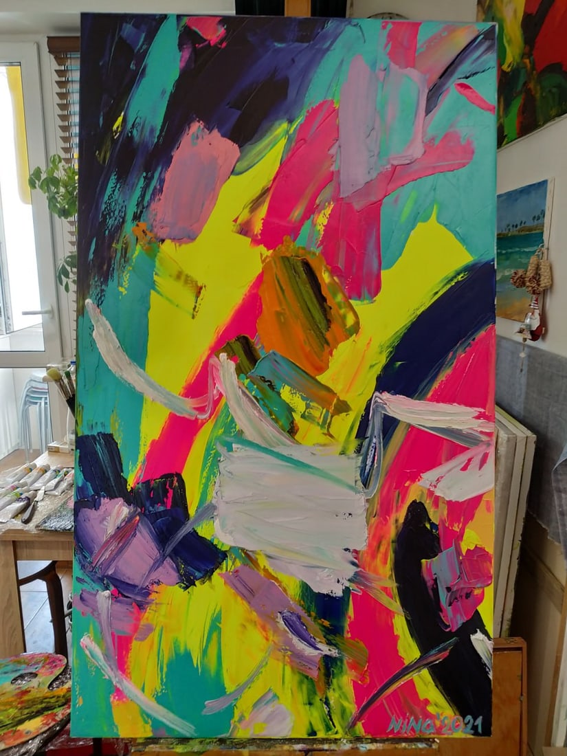 Abstract Oil painting Surf Nina L - 10