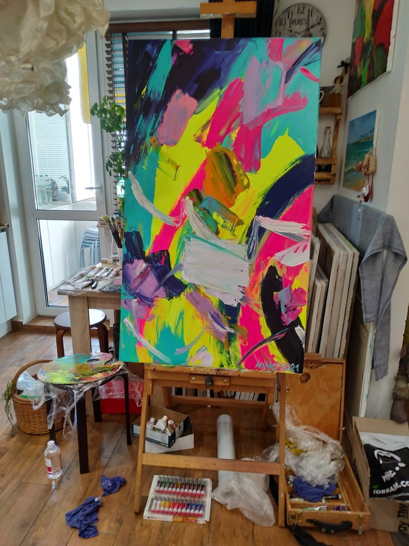 Abstract Oil painting Surf Nina L - 9