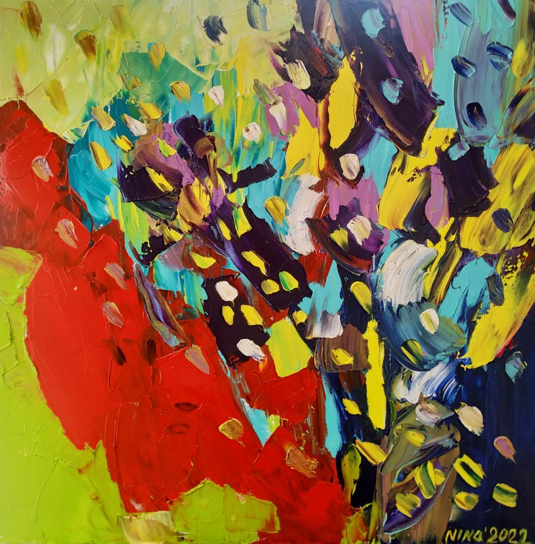 Abstract Oil painting Watermelon Nina L: Title: Abstract Oil painting Watermelon Nina L Description: 108Lt Painter: Nina L. Size: 60x60 cm/ 23.62x23.62 inches Components: oil, canvas Original painting CONDITION: exellent ERA: 2022 ARTIST: Sh
