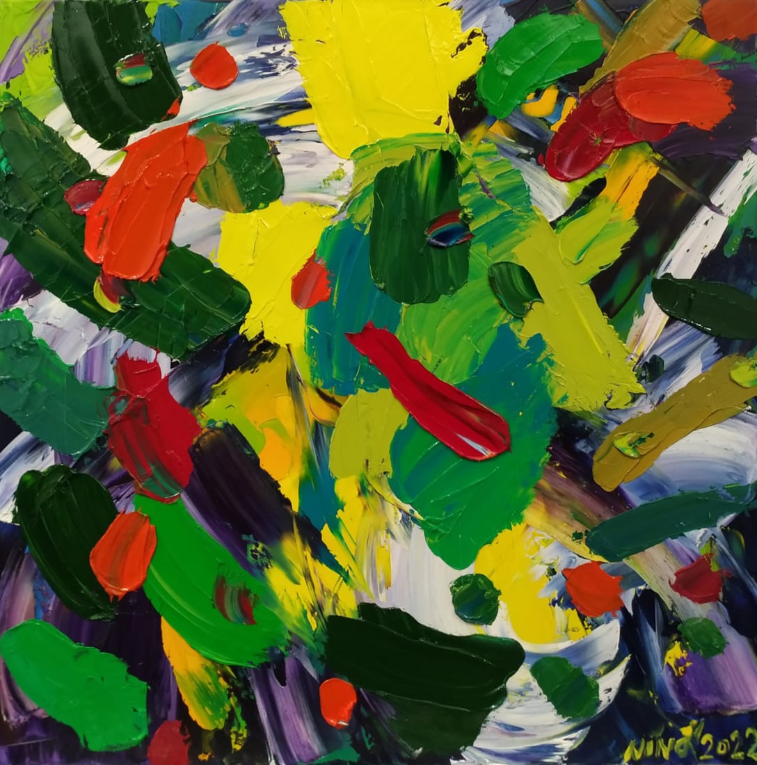 Abstract Oil painting Summer Nina L: Title: Abstract Oil painting Summer Nina L Description: 115Lt Painter: Nina L. Size: 60x60 cm/ 23.62x23.62 inches Components: oil, canvas Original painting CONDITION: exellent ERA: 2022 ARTIST: She