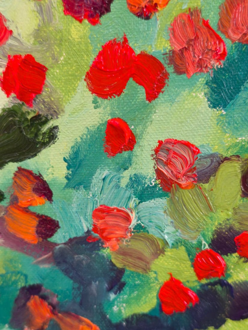 Abstract Oil painting Berry field Nina L - 8