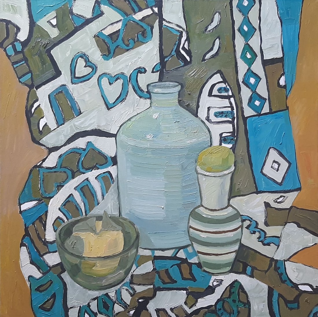 Abstract Oil painting Blue still life Tetyana Shulyak: Title: Abstract Oil painting Blue still life Tetyana Shulyak Description: 04Sl Painter: Tetyana Shulyak Size: 60x60 cm/23.62x23.62 inches Components: oil, canvas Original painting from our collection