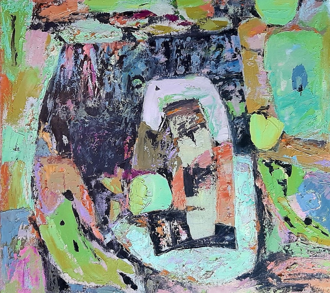 Abstract Oil painting Green apples Tetyana Shulyak: Title: Abstract Oil painting Green apples Tetyana Shulyak Description: 13Sl Painter: Tetyana Shulyak Size: 50x55cm/19.68x21.65 inches Components: oil, canvas Original painting from our collection ERA: