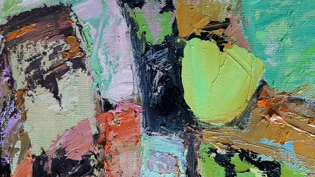 Abstract Oil painting Green apples Tetyana Shulyak - 3