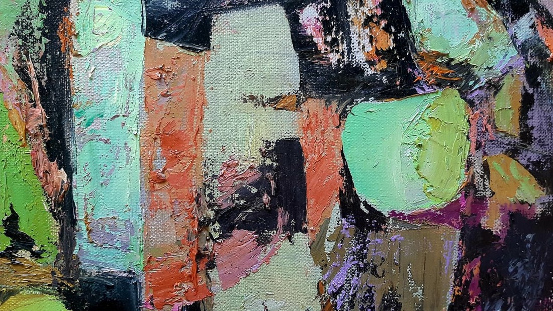Abstract Oil painting Green apples Tetyana Shulyak - 6