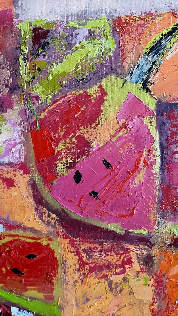 Abstract Oil painting Watermelon is the taste of freedom Tetyana Shulyak - 5