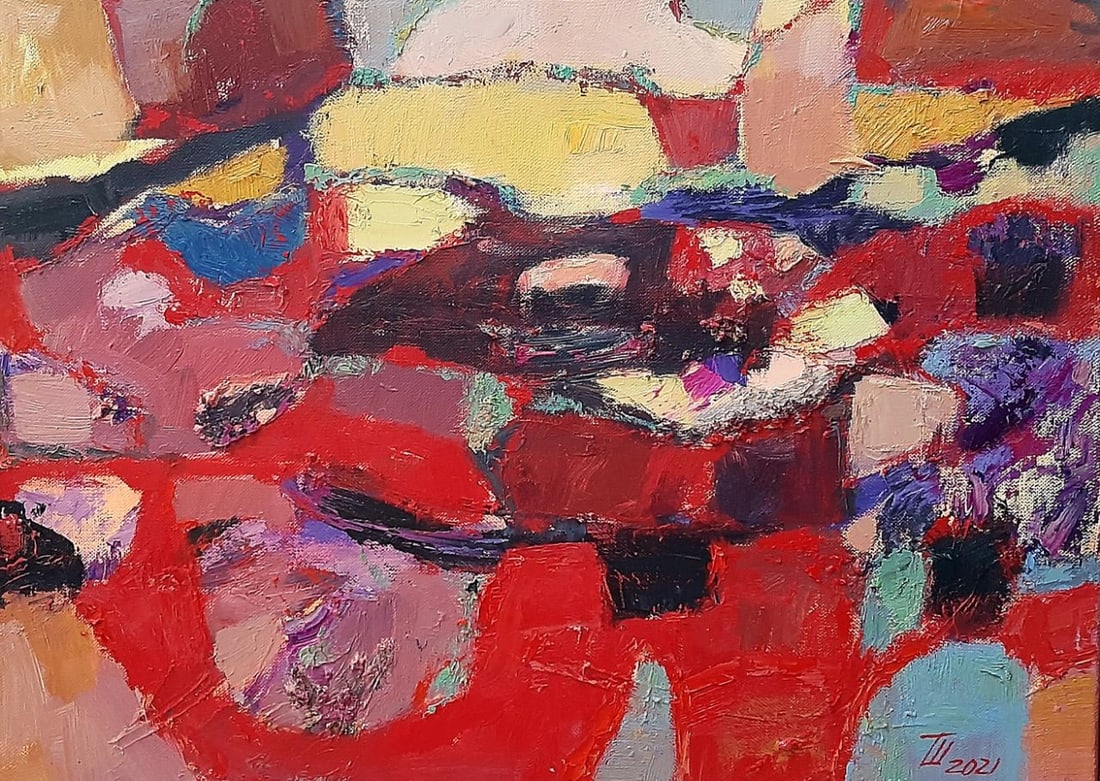 Abstract Oil painting Taste of summer Tetyana Shulyak: Title: Abstract Oil painting Taste of summer Tetyana Shulyak Description: 35Sl Painter: Tetyana Shulyak Size: 40x55cm/15,75x21,65 inches Components: oil, canvas Original painting from our collection