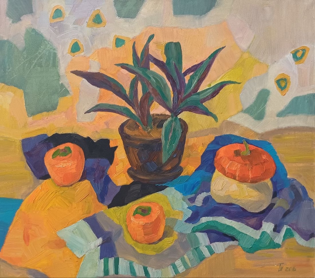 Oil painting Still life Tetyana Shulyak: Title: Oil painting Still life Tetyana Shulyak Description: 51Sl Painter: Tetyana Shulyak Size: 60x69 cm/23.62x27.16 inches Components: oil, canvas Original painting ERA: 2016 Short information: