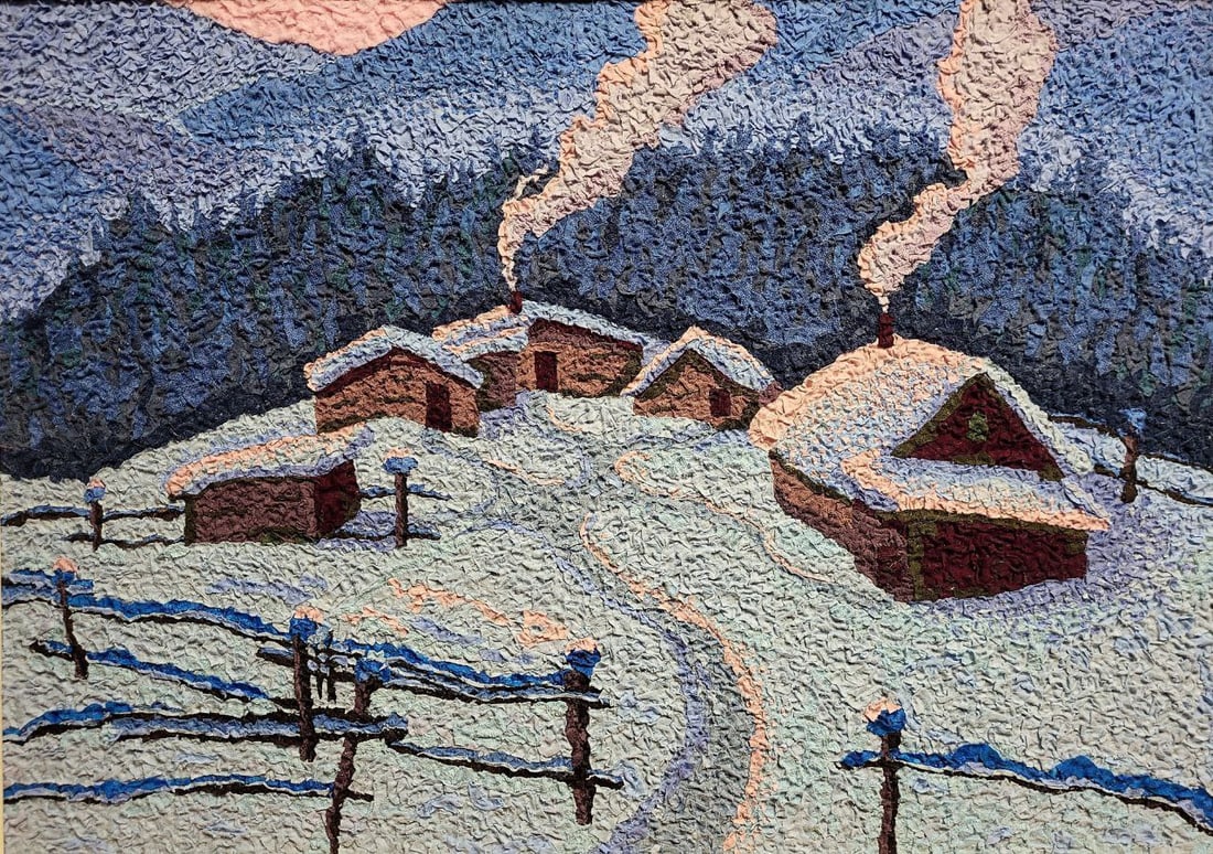 Handicraft High in the mountains: Title: Handicraft High in the mountains Description: 05Serd Painter: Size: 50x70 cm/19,68x27,56 inches Components: Fabric, glue, fiberboard Original Artwork from our collection ERA: $390 Shipping: