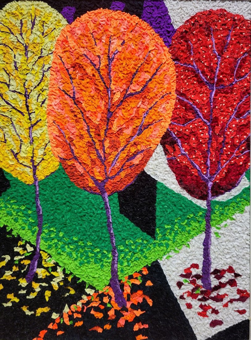 Handicraft Night park: Title: Handicraft Night park Description: 29Serd Painter: Size: 60x45 cm/23,62x17,71 inches Components: Fabric, glue, fiberboard Original Artwork from our collection ERA: $290 Shipping: Domestic: