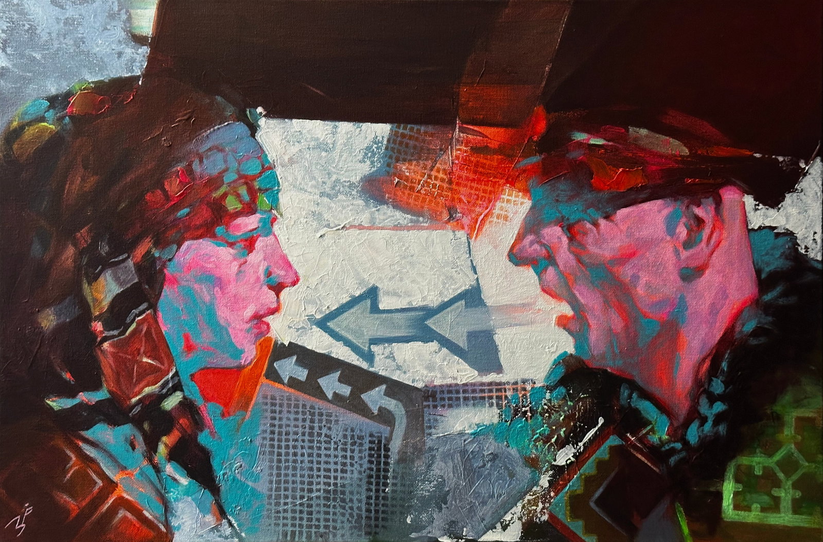 Oil genre painting Discussion Ivan T.: Title: Oil genre painting Discussion Ivan T. Description: 11IT Painter: Ivan T. Size: 60x40 cm/23.62x15.74 inches Components: acrylic, canvas Original painting from our collection ERA: 2024 Short
