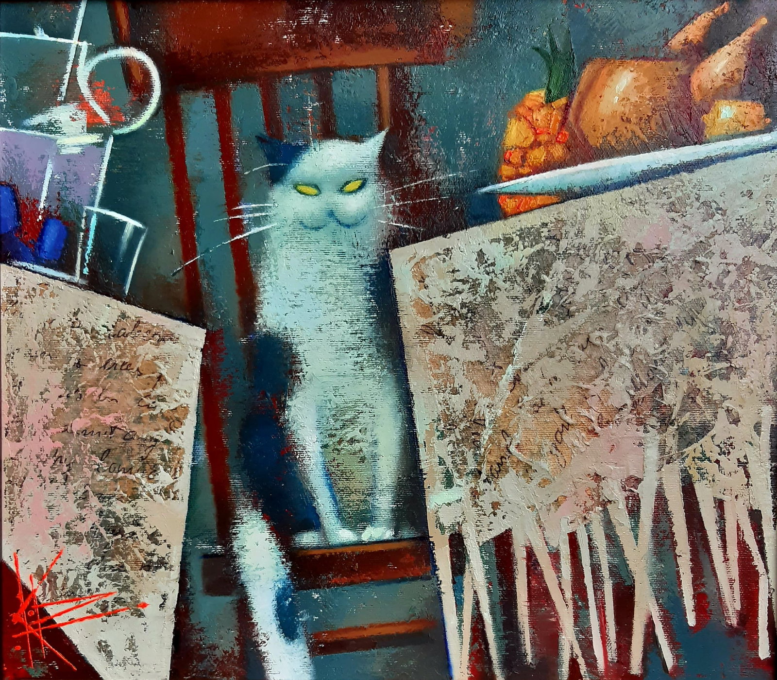 Oil painting dinner party Oksana Kyrylenko (1 of 9)