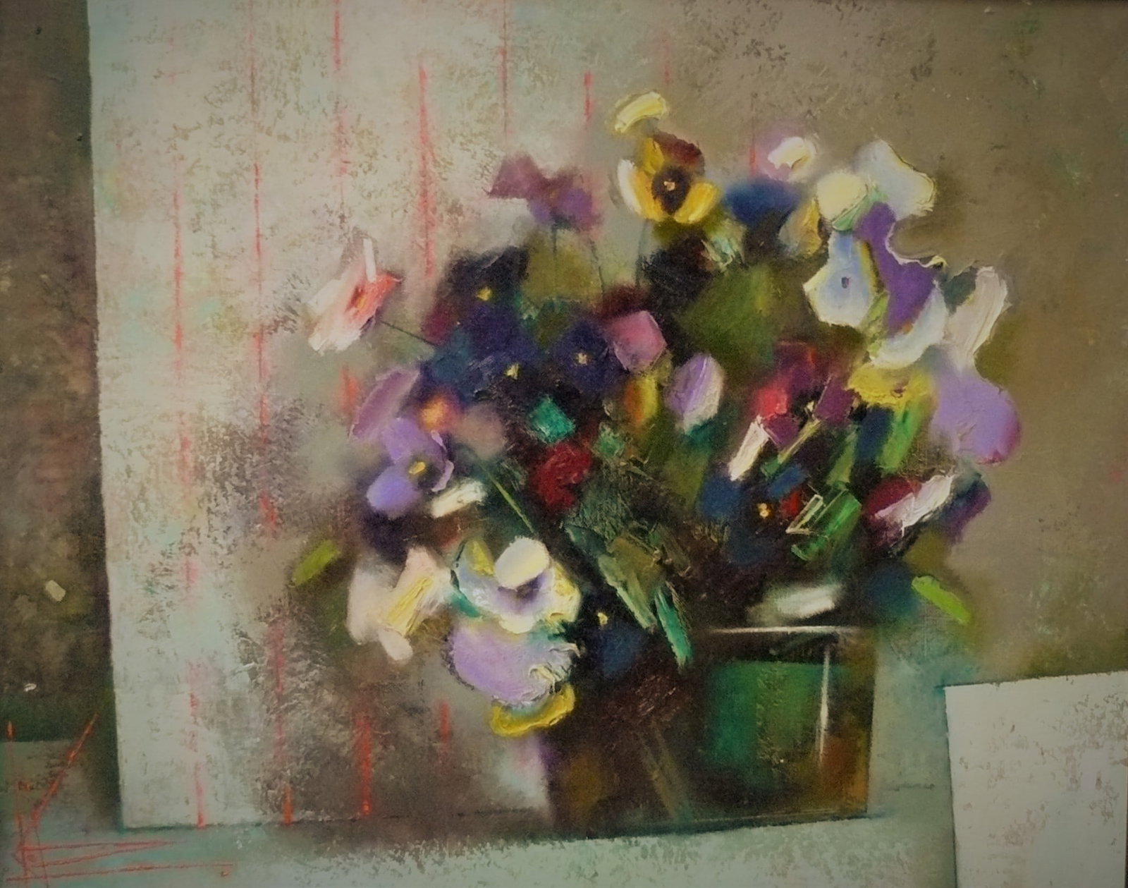 Oil painting Still life Viola tricolor Oksana Kyrylenko (1 of 6)