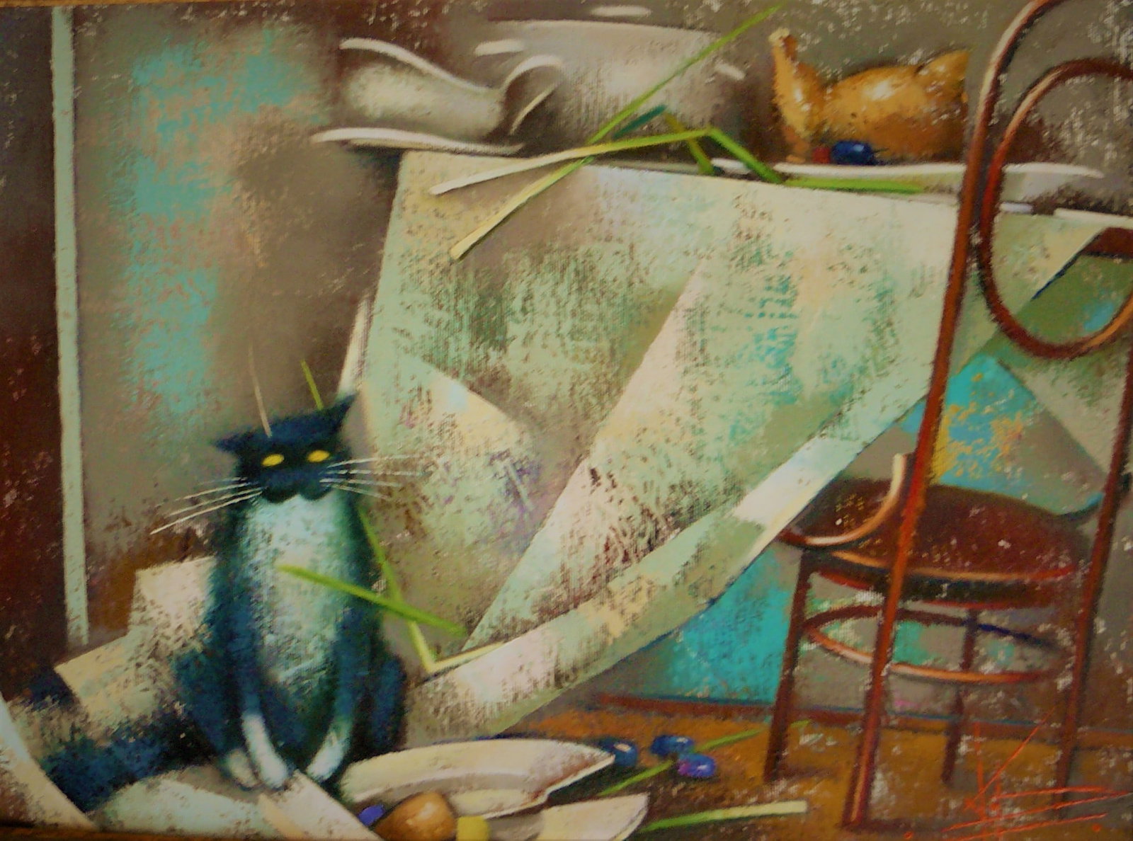 Oil painting white tablecloth Oksana Kyrylenko (1 of 10)
