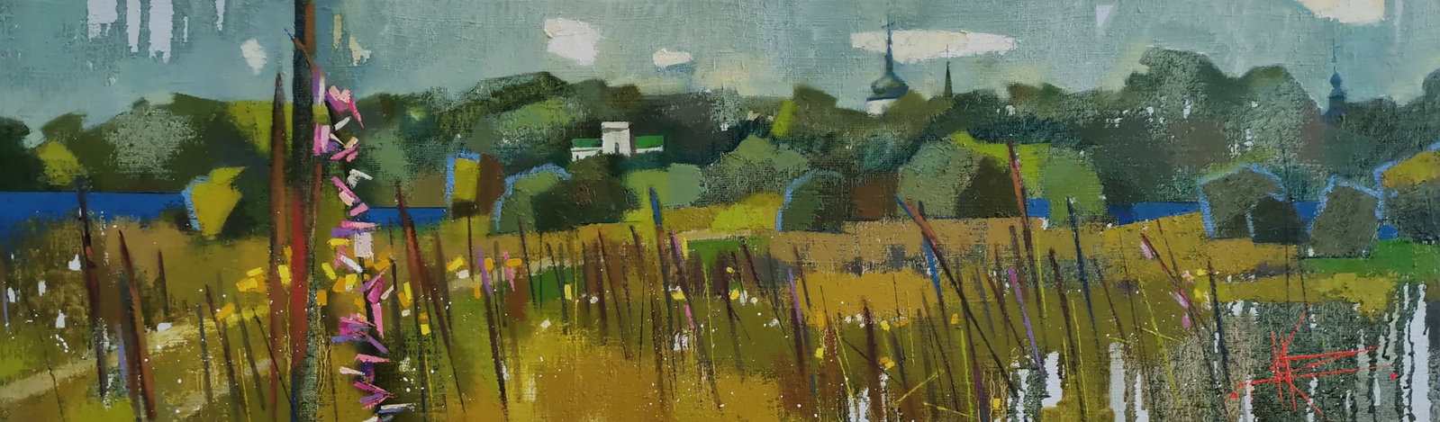Abstract Oil painting Panorama our time Oksana Kyrylenko: Title: Abstract Oil painting Panorama our time Oksana Kyrylenko Description: 57KOR Painter: Oksana Kyrylenko Size: 35x115 cm/13.7x45.2 inches Components: oil, canvas Original painting from our collect