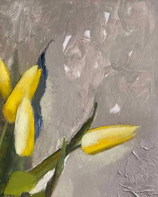 Abstract Oil painting Lemon tulips Oksana Kyrylenko - 2