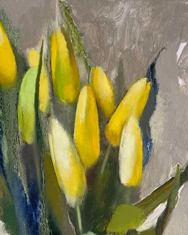 Abstract Oil painting Lemon tulips Oksana Kyrylenko - 9