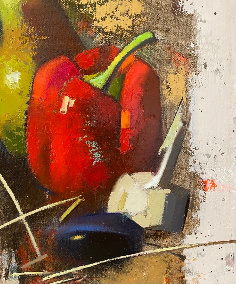 Abstract Oil painting With red pepper Oksana Kyrylenko - 4