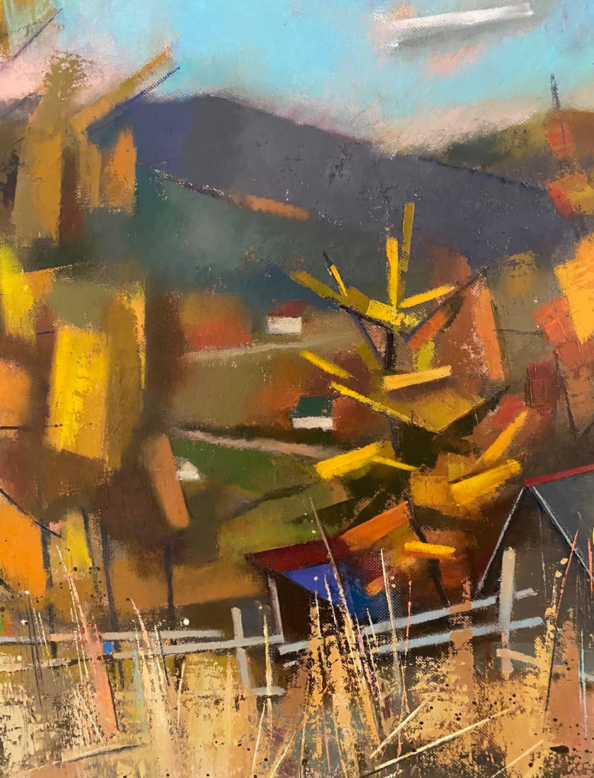 Abstract Oil painting Carpathians in autumn. Larch Oksana Kyrylenko - 4