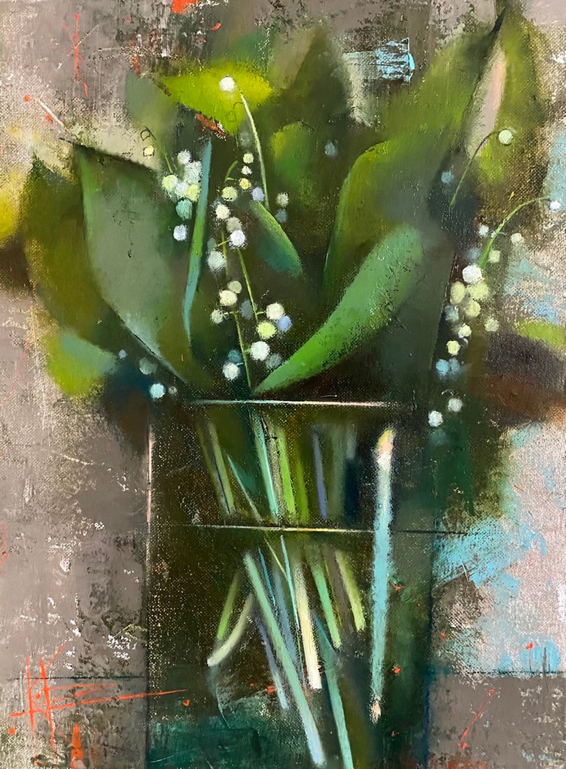 Abstract Oil painting Bouquet of lilies of the valley Oksana Kyrylenko - 2