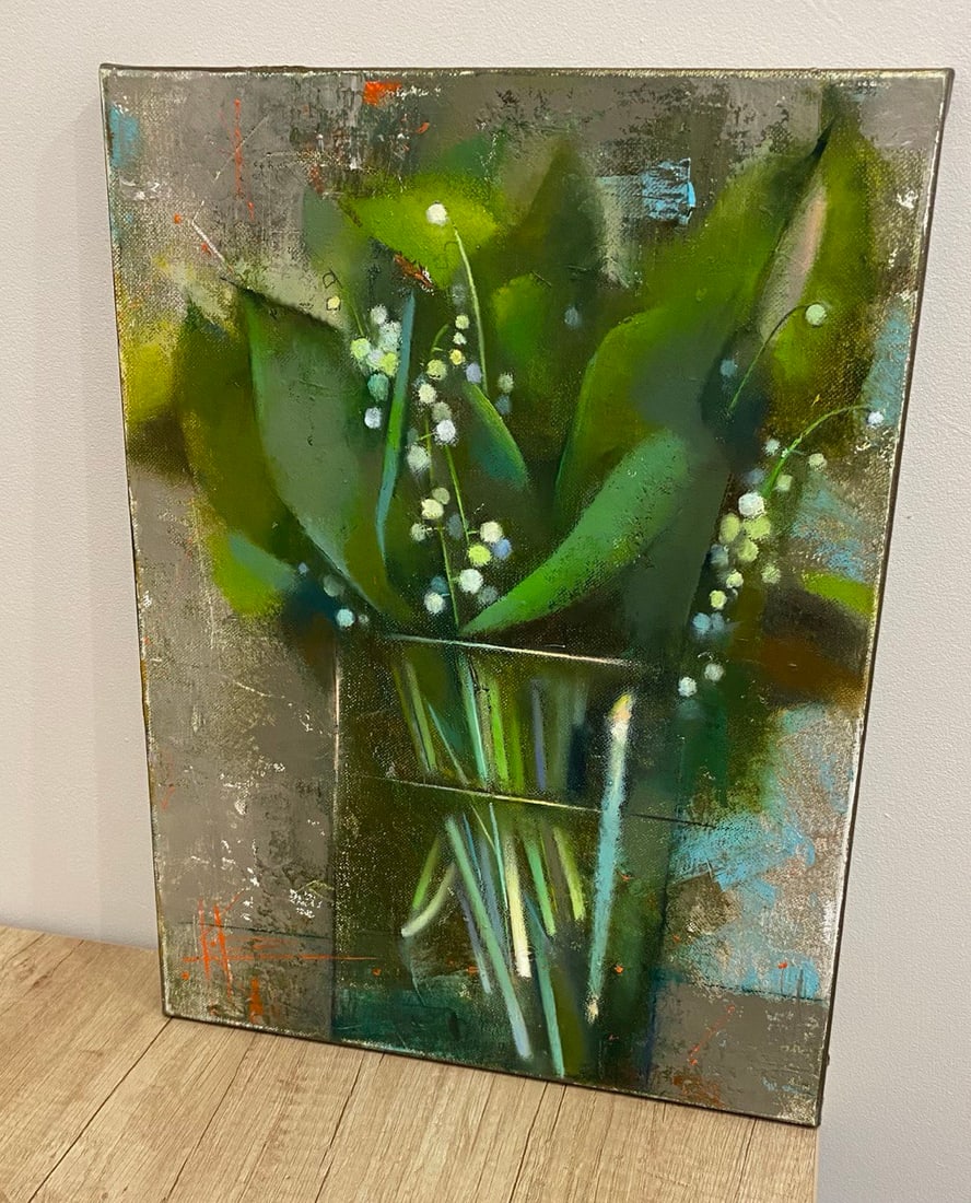 Abstract Oil painting Bouquet of lilies of the valley Oksana Kyrylenko - 5