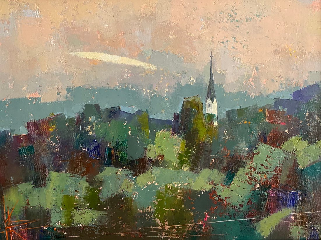 Abstract Oil painting From the train window. Journey to Tyrol Oksana Kyrylenko (1 of 5)