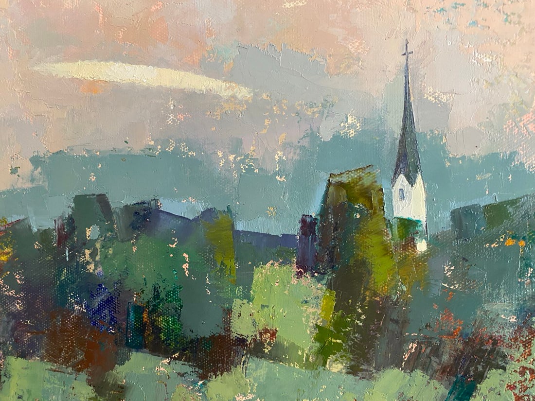 Abstract Oil painting From the train window. Journey to Tyrol Oksana Kyrylenko - 4