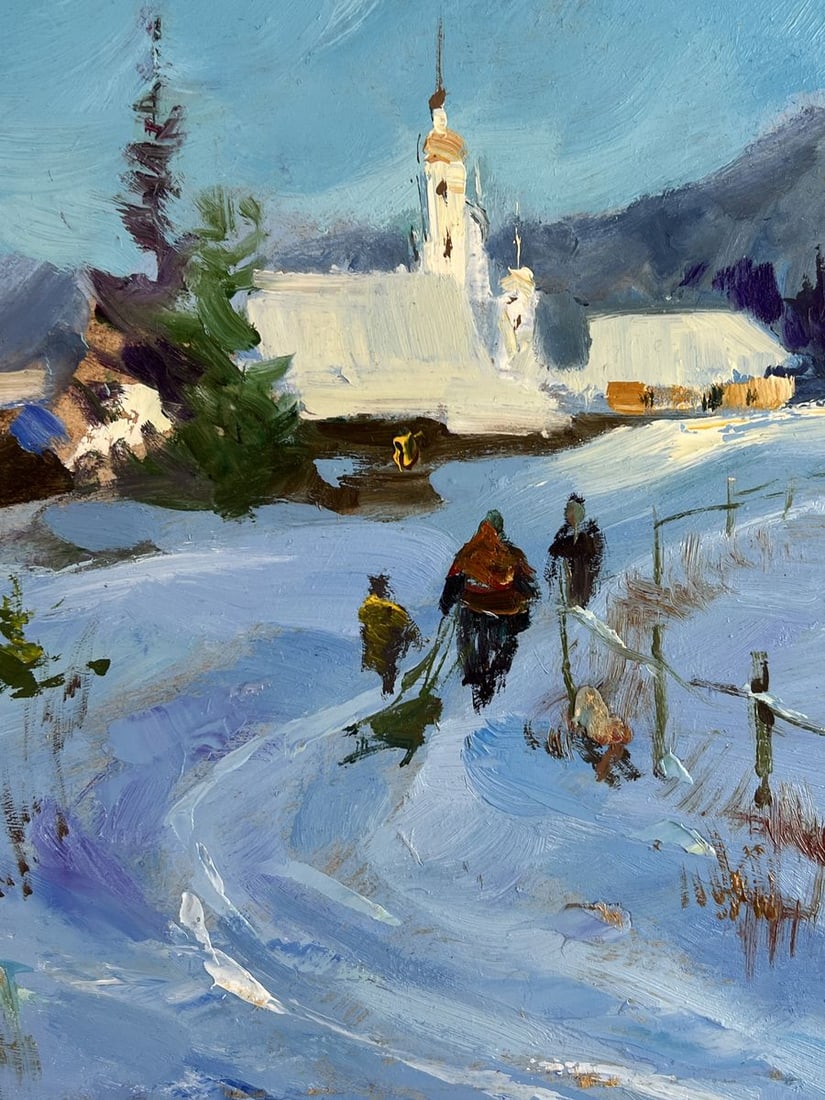 Oil painting The village was covered with snow Yuriy Suprunchuk - 7