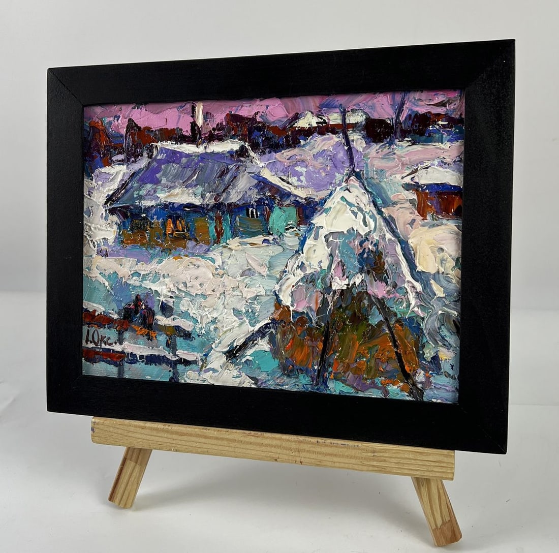 Oil painting Moonlit Night Over the Village Oksana Ivanyuk - 2