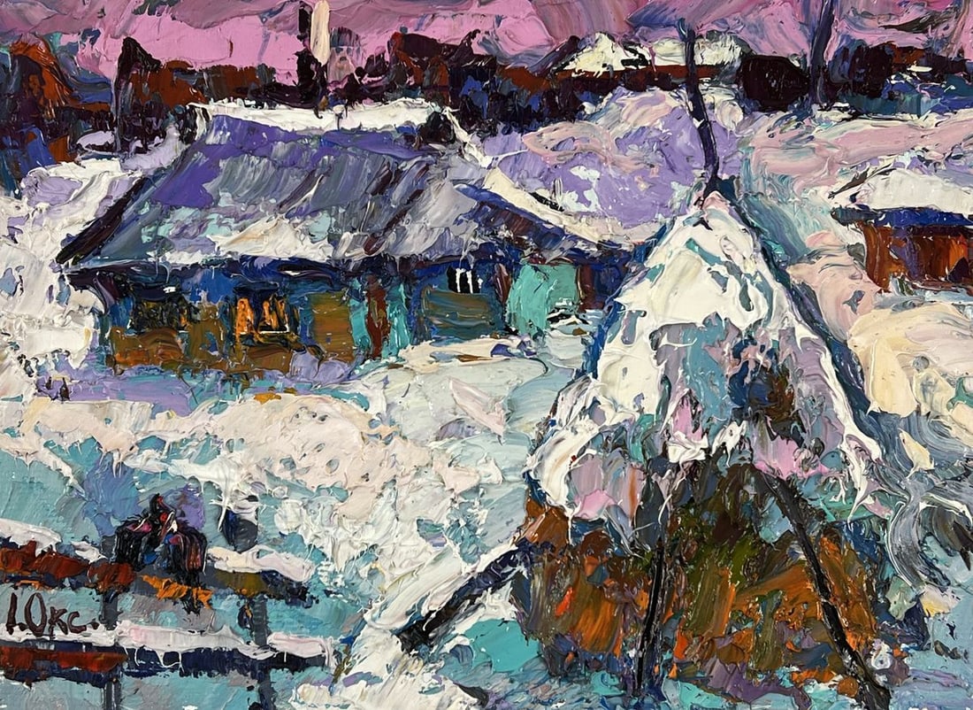 Oil painting Moonlit Night Over the Village Oksana Ivanyuk - 3