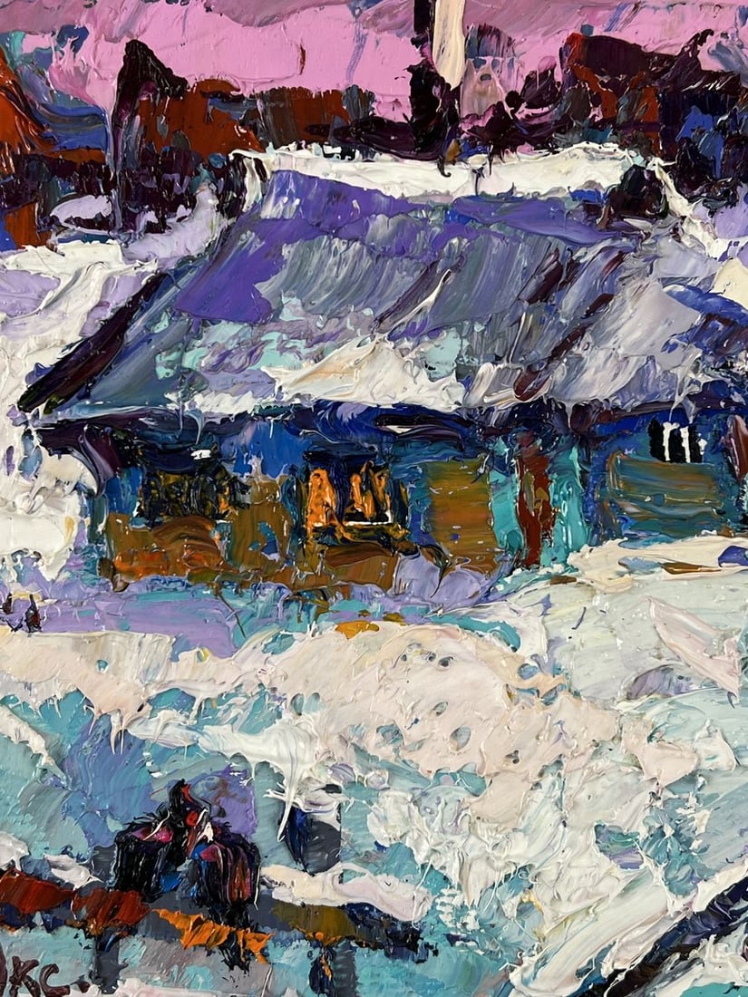 Oil painting Moonlit Night Over the Village Oksana Ivanyuk - 4