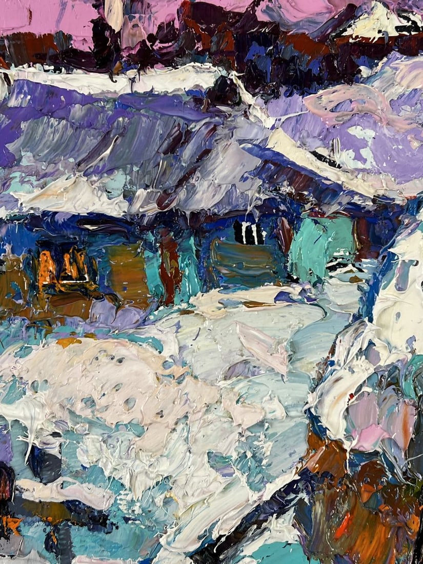 Oil painting Moonlit Night Over the Village Oksana Ivanyuk - 6