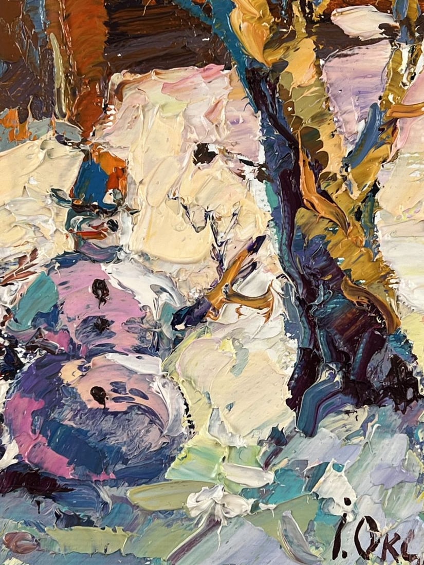 Oil painting Snowman in Front of the House Oksana Ivanyuk - 10