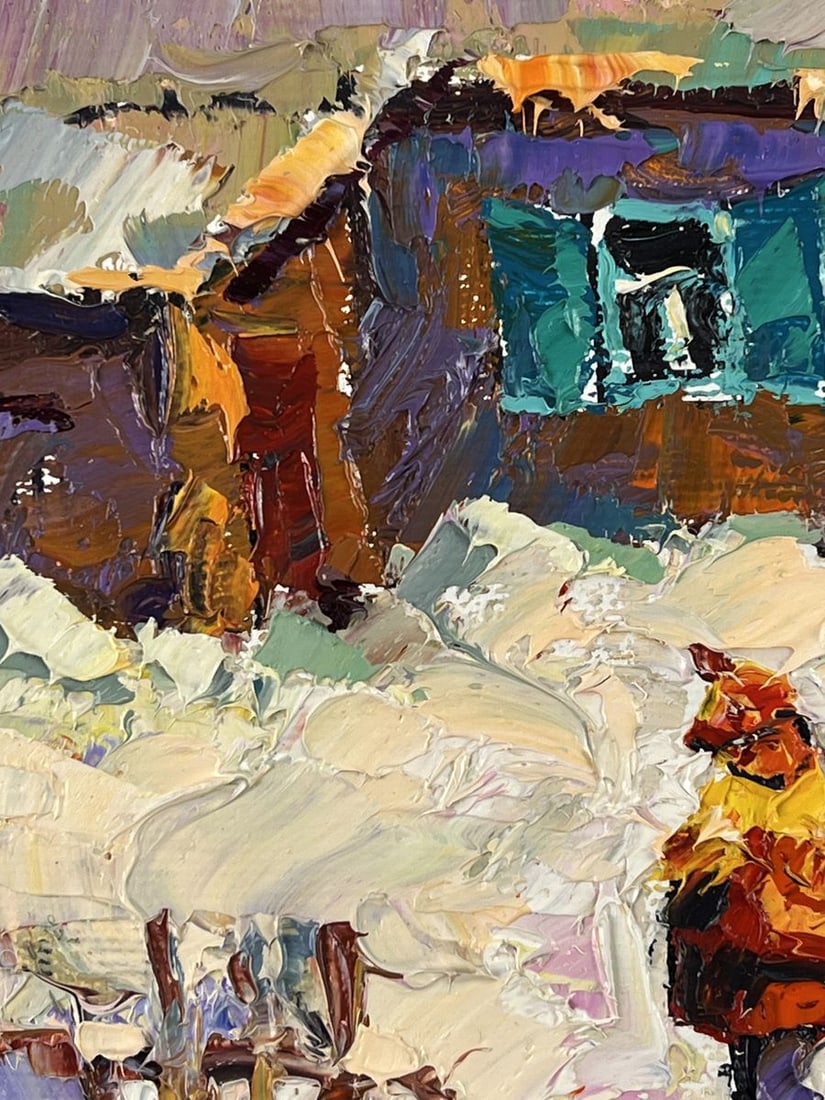 Oil painting Snowman in Front of the House Oksana Ivanyuk - 4