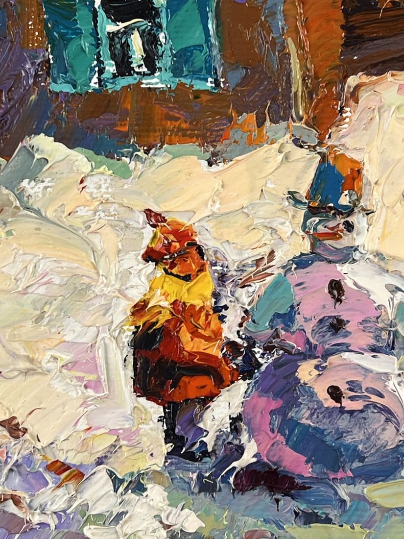 Oil painting Snowman in Front of the House Oksana Ivanyuk - 7