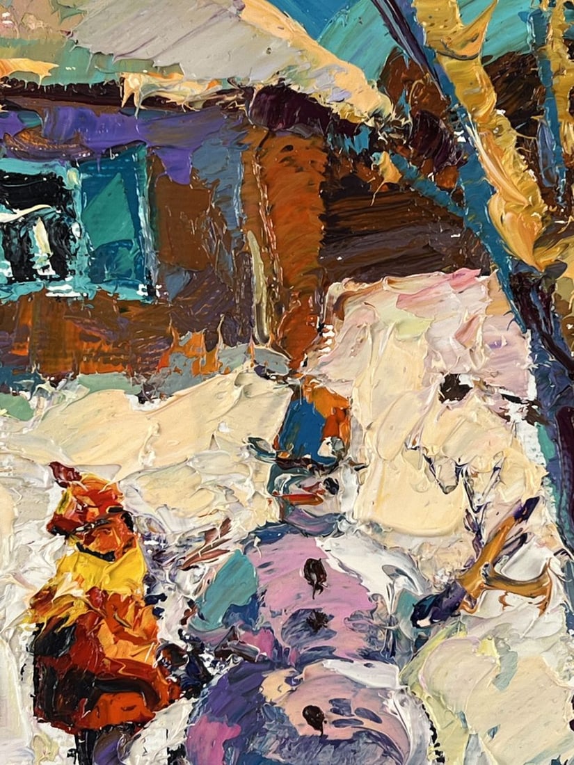 Oil painting Snowman in Front of the House Oksana Ivanyuk - 8