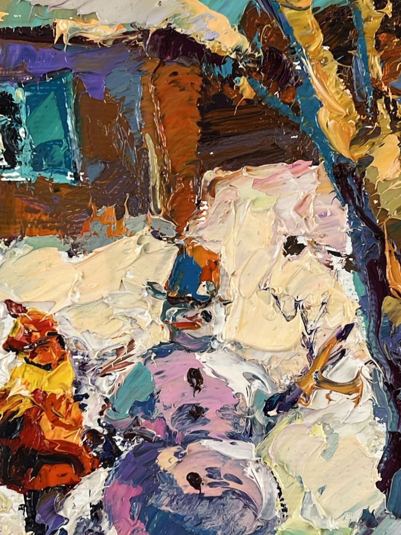 Oil painting Snowman in Front of the House Oksana Ivanyuk - 9