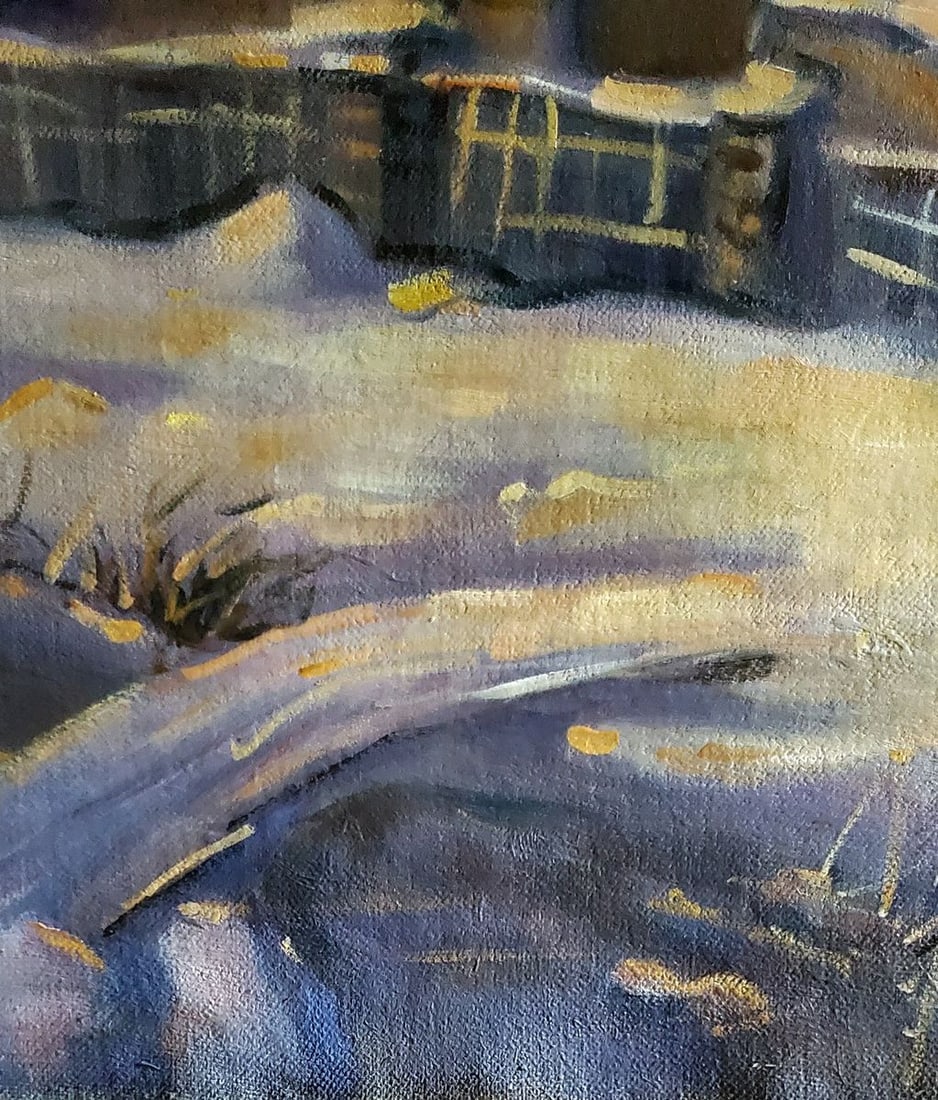 Oil painting Village winter sunset Daniil Litvinov - 5